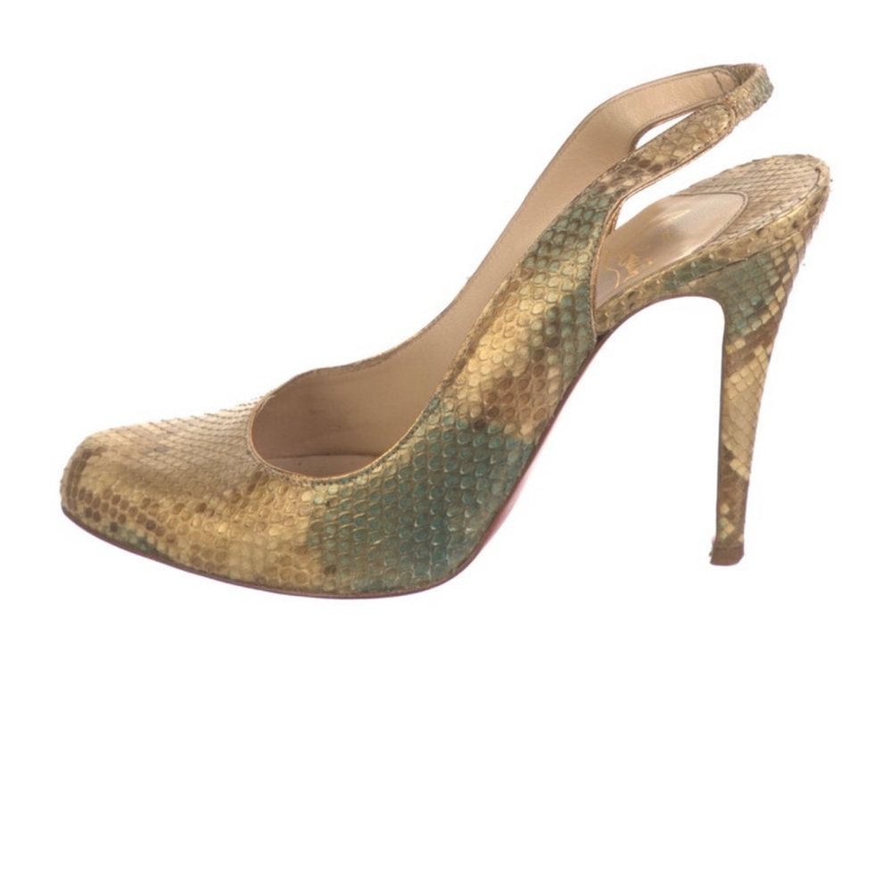 Christian Louboutin Snake Skin Animal  Print Slingback Pumps Size 9.5
